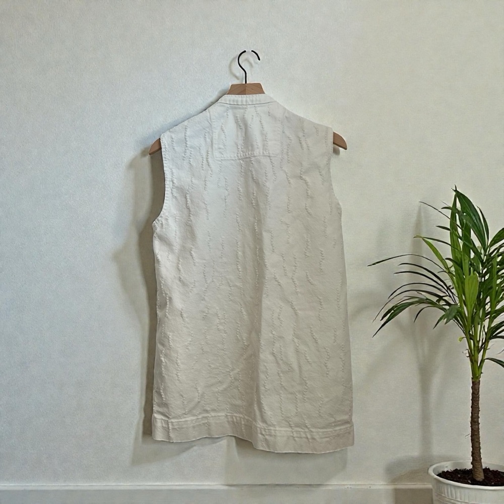 Zara Women’s Cotton Cream Long Button-Up Vest Size XS - Picture 2 of 9